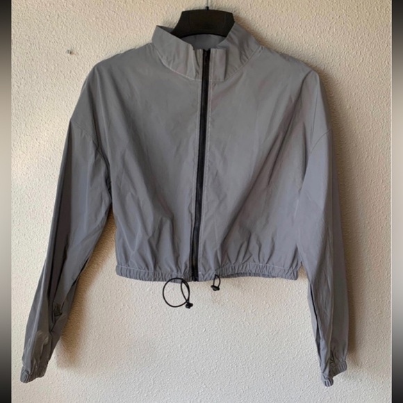 Zip up Drawstring Hem Reflective Jacket Size Large - Picture 5 of 12